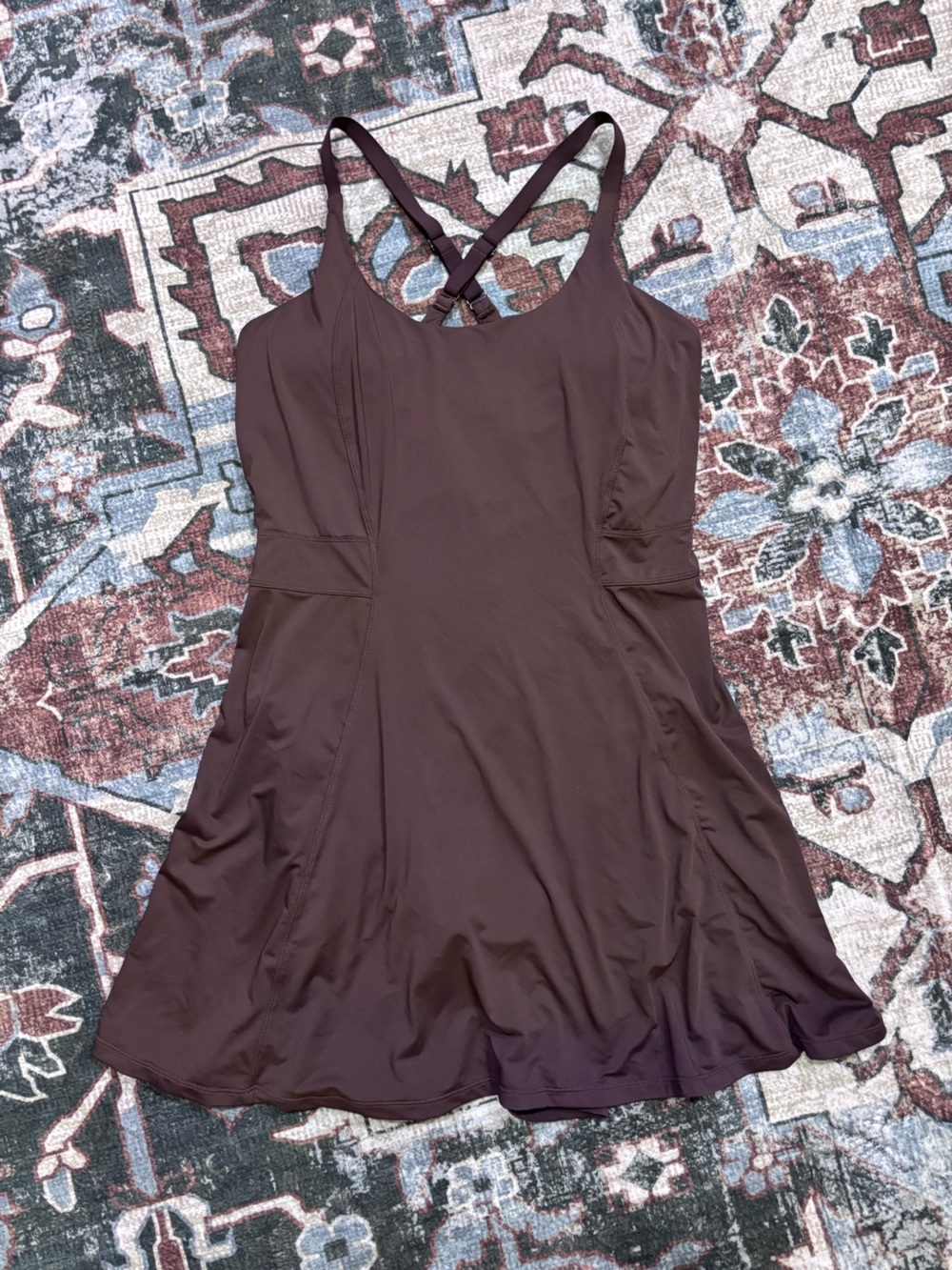 Amazon Women's Strapless Brown Swim Dress with Crossback Straps